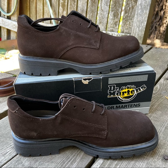 Doc Martens Burnt Oak Suede Leather Super Buck 4 Blind Eyelet Shoe Vintage Sz 12 - Picture 2 of 16